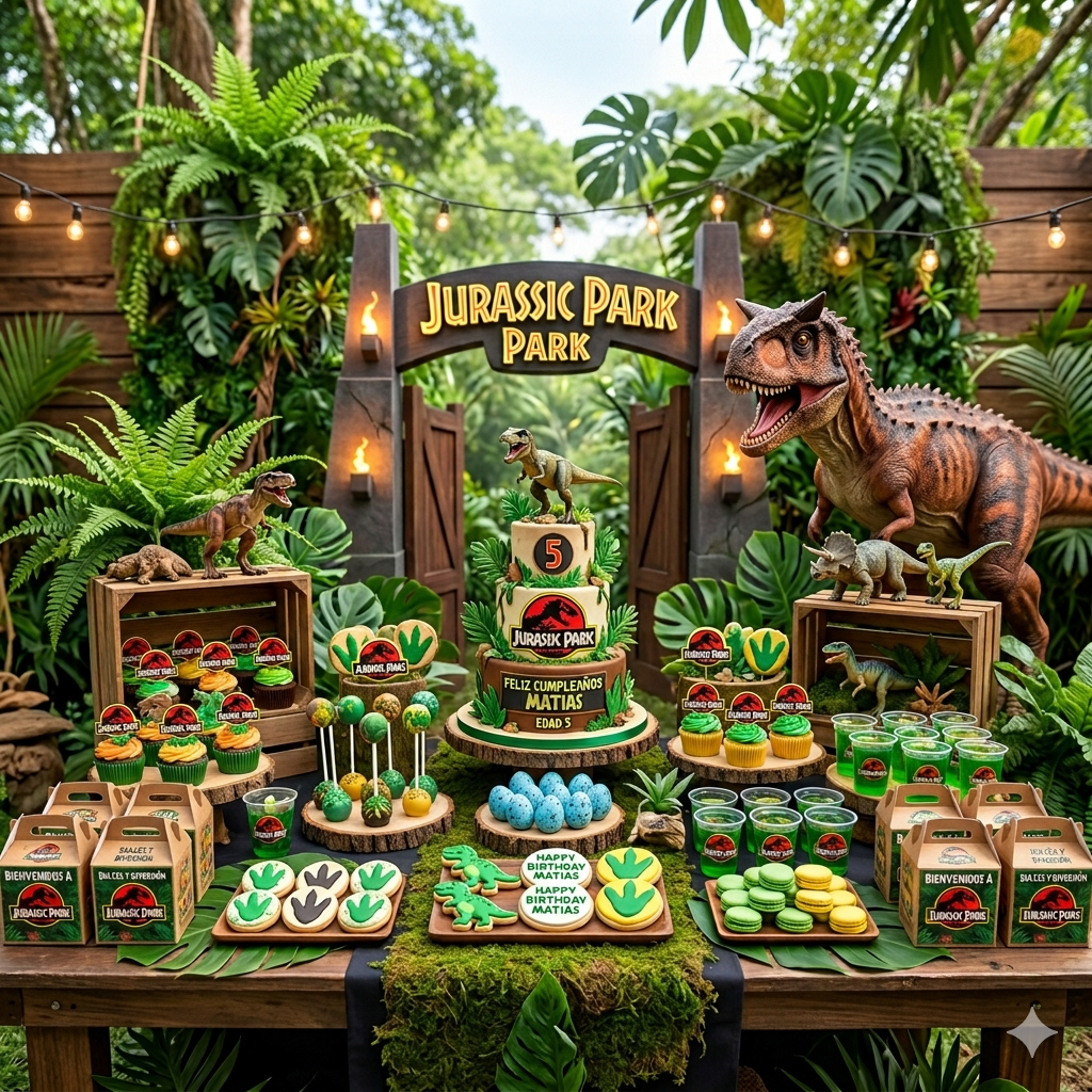 Mesas de Dulces con Estilo Jurásico 🦖🌋