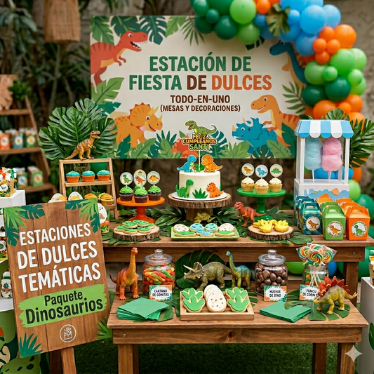 Mesas de Dulces con Estilo Jurásico 🦖🌋